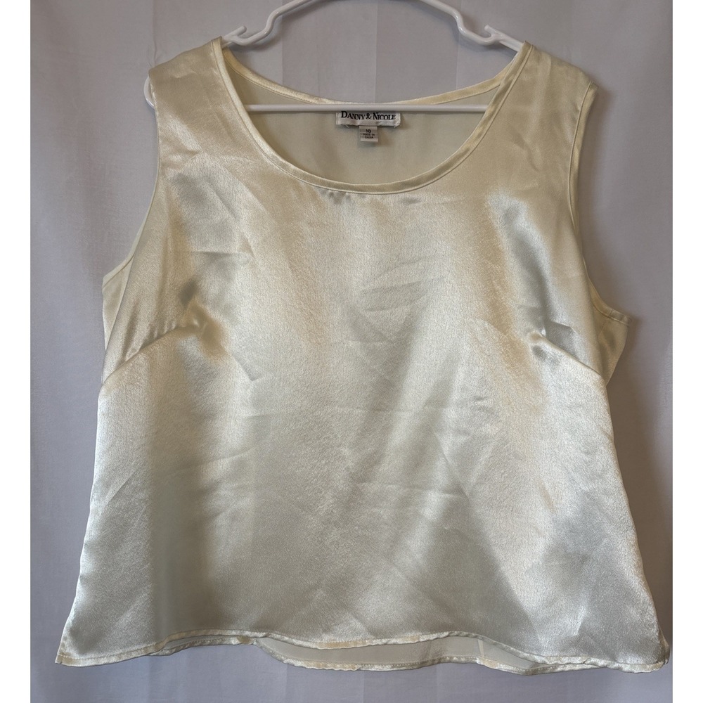 Danny & Nicole Boxy Tank Top Womens 16 Ivory Satin Lagom Neutral